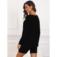 thumbnail image 3 of Chiclily Pajamas Set for Women Black 2XL Ribbed Knit Long Sleeve Top and Biker Shorts 2 Piece Lounge Sets Sleepwear Sweatsuits, 3 of 5