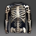thumbnail image 2 of Men Full Skeleton Bone Print Crew Neck Long Sleeve T-Shirt, Loose Fit Gothic Halloween Graphic Casual Streetwear Tee Top(Khaki,XXL), 2 of 4
