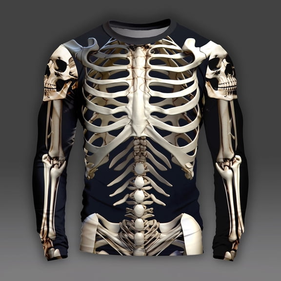 Big and Tall Halloween Tshirt for Men’s Casual Graphic Long Sleeve Tee Streetwear Crew Neck Top for Daily Wear Men’s Fashion Graphic Print T Shirt Khaki XL