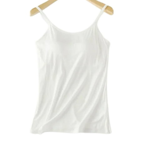 

Women s Vest Sleeveless Built-in Shelf Bra for Home Casual S White