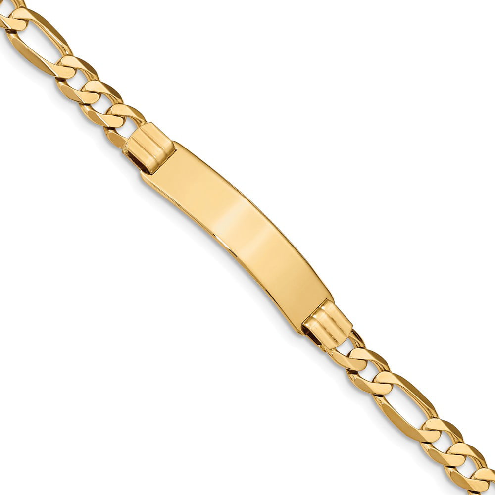 Discount Jewelers - Real 14kt Yellow Gold Figaro ID Chain Bracelet; 8 ...