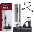 thumbnail image 1 of fafa-Electric Ensemble d'Ouvre-Bouteille à Vin, Rechargeable, Cadeau 5-en-1, Tire-Bouchon, Coupe-Fil, Verseur Aérateur, Bouchon d'Aspirateur, Câble USB type-c, 1 of 4