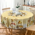 thumbnail image 2 of Nanqianyi Round 70'' Yellow Tablecloth Christmas Wreath Snowman Xmas Tree Circle Table Cloth for Kitchen Dinner, 2 of 9