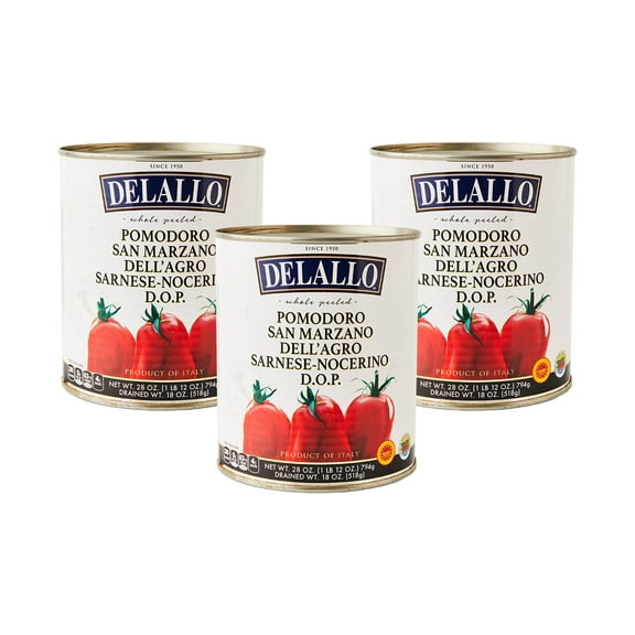 DaLallo DOP San Marzano Tomatoes, Grown in Italy, 28 oz Can, (3 Pack)