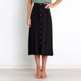 thumbnail image 4 of Bovxnpu Plus Size Skirts For Women, Women's High Waist A-Line Skirt Flared Midi Skirt, Women's Summer Casual Solid Color Fold Button Pocket Elastic Waist Skirt S, 4 of 5