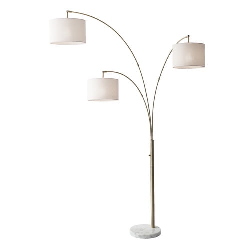Adesso® Bowery 3-Arm Arc Floor Lamp, 83"H, Off-White Shade/White Base