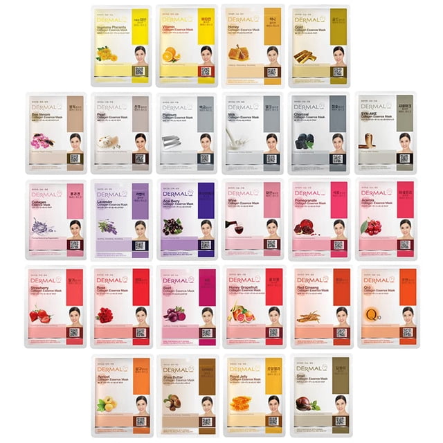 Mascarilla facial DERMAL Korea Collagen Essence 26 Amarillo y Rojo