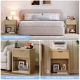 thumbnail image 4 of Ourlova Fluted Nightstand Set of 2 Bedside Table Builtin Charging Station Featuring 1 Drawer Open Storage Space Metal Handles Curved Edge Design Mid Century Modern Night Stand Bedroom Living Room, 4 of 8