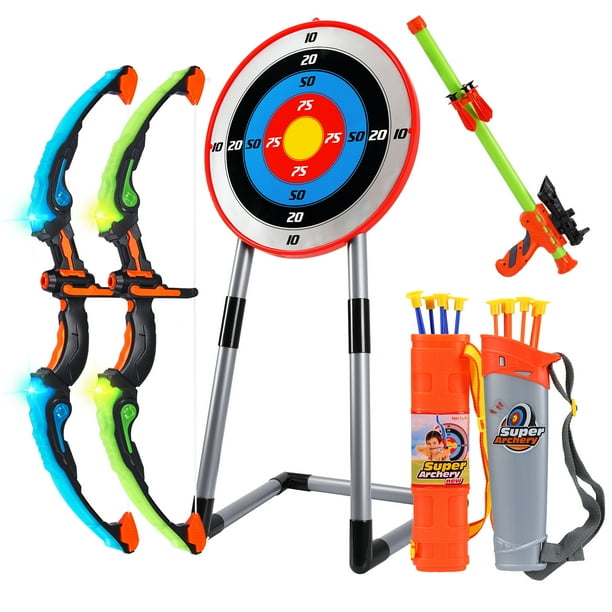 Simzone Kids Archery Set with 2 LED Light Up Bows 12 Suction Cup Arrows