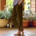 thumbnail image 2 of Glisme Women Pants Lightweight Empire Waist Trousers Wide Leg Loose Fit Slacks Classic Clothing Brown Xl, 2 of 7