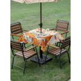 thumbnail image 2 of Square Outdoor Tablecloth With Umbrella Hole And Zipper– Gnome Pumpkin Fall Thanksgiving Waterproof Patio Table Cover for Party, Picnic, Backyard, 60"x60" , Vintage Orange Leaf Farmhouse, 2 of 8