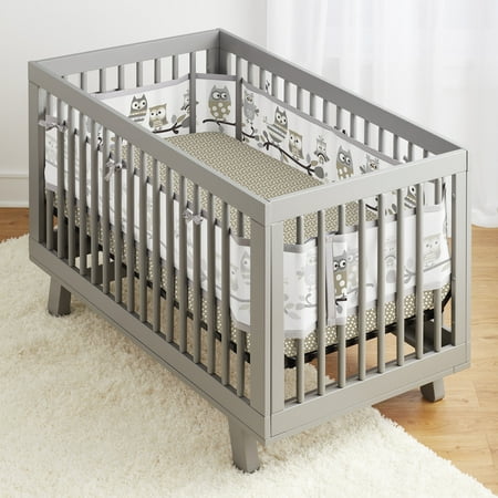BreathableBaby® 3pc Classic Crib Bedding Set– Owl Fun Gray