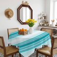 thumbnail image 3 of Turquoise Ombre Stripe Table Cloth Waterproof Tablecloths, Farmhouse Simple Striped Tablecloth Dining Table Cover for Kitchen Party Tabletop Outdoor, Square Tablecloth 54x54 Inch, 3 of 9