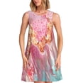 thumbnail image 1 of Xecao Robes d'Été Abstraites Rose Doré pour Femmes Robes Décontractées de Plage Sans Manches T-Shirt Robe Évasée avec Poches, 1 of 7