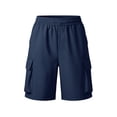 thumbnail image 6 of Cagogo Women Plus Size Cargo Bermuda Shorts Elastic Waist Pants with Pockets Casual Loose Fit Active Summer Workout Beach Lounge Travel Shorts, Navy M, 6 of 9
