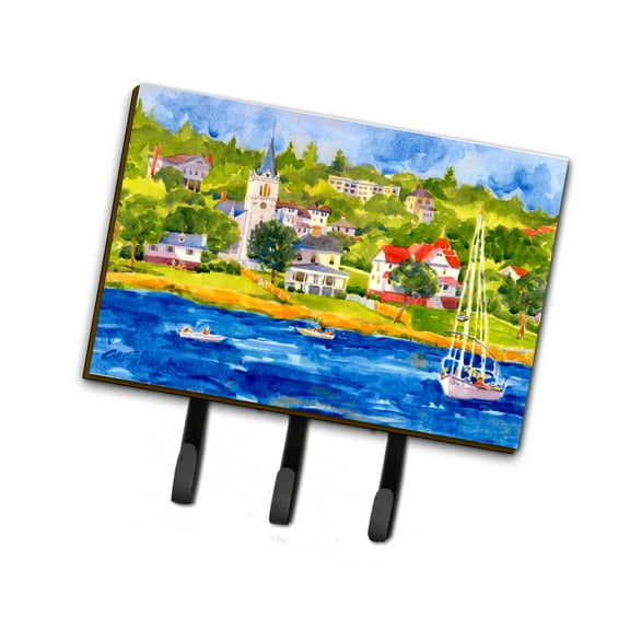Carolines Treasures 6031TH68 Harbour Scene with Sailboat Leash or Key Holder Triple multicolor