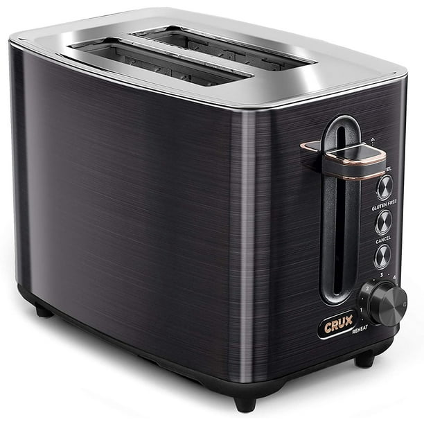 CRUX CRX14806 2Slice Toaster with 6 Setting Shade Control, Black
