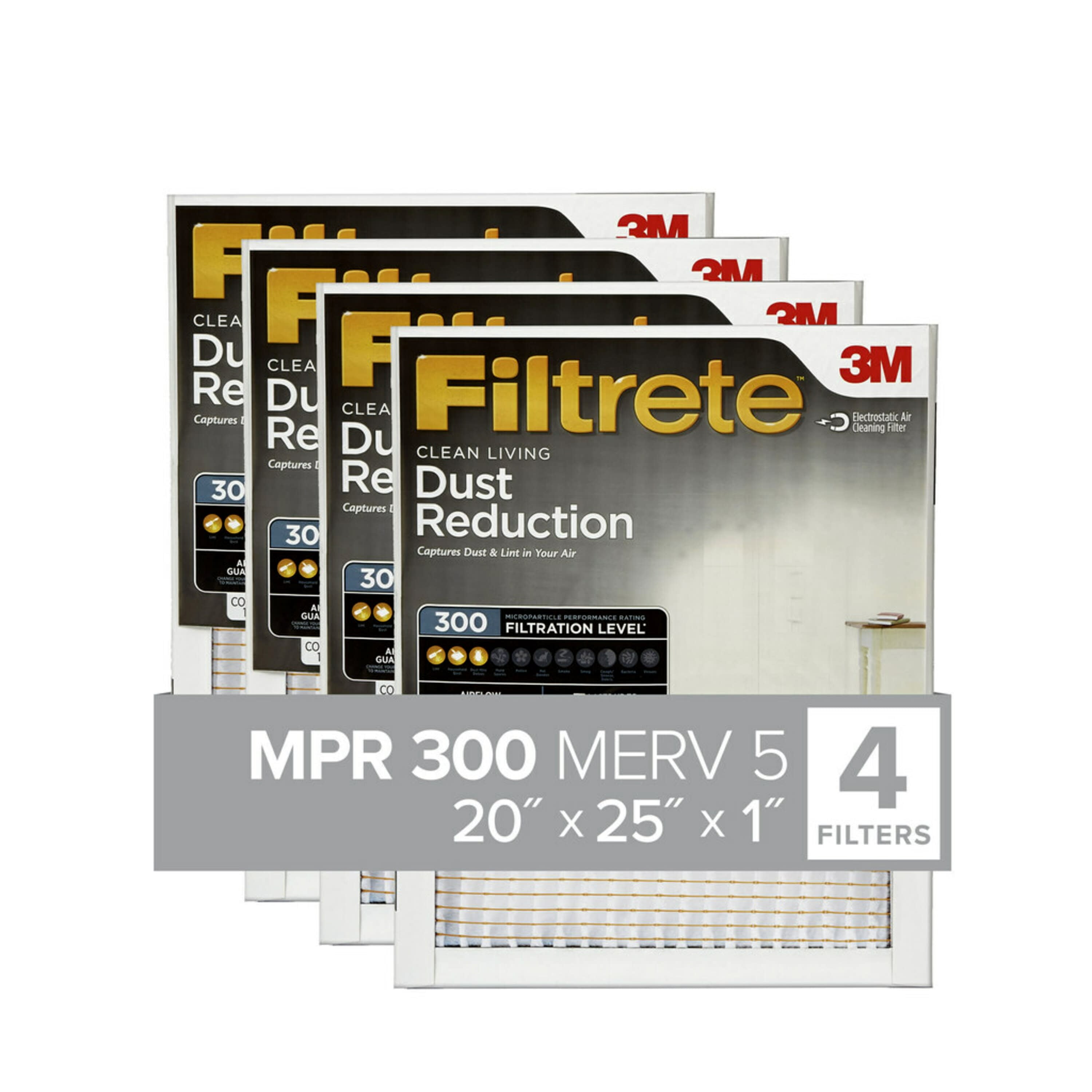 Filtrete A/C Filters MPR 300 Clean Living Basic Dust AC Furnace Air Filter 6-Pk 