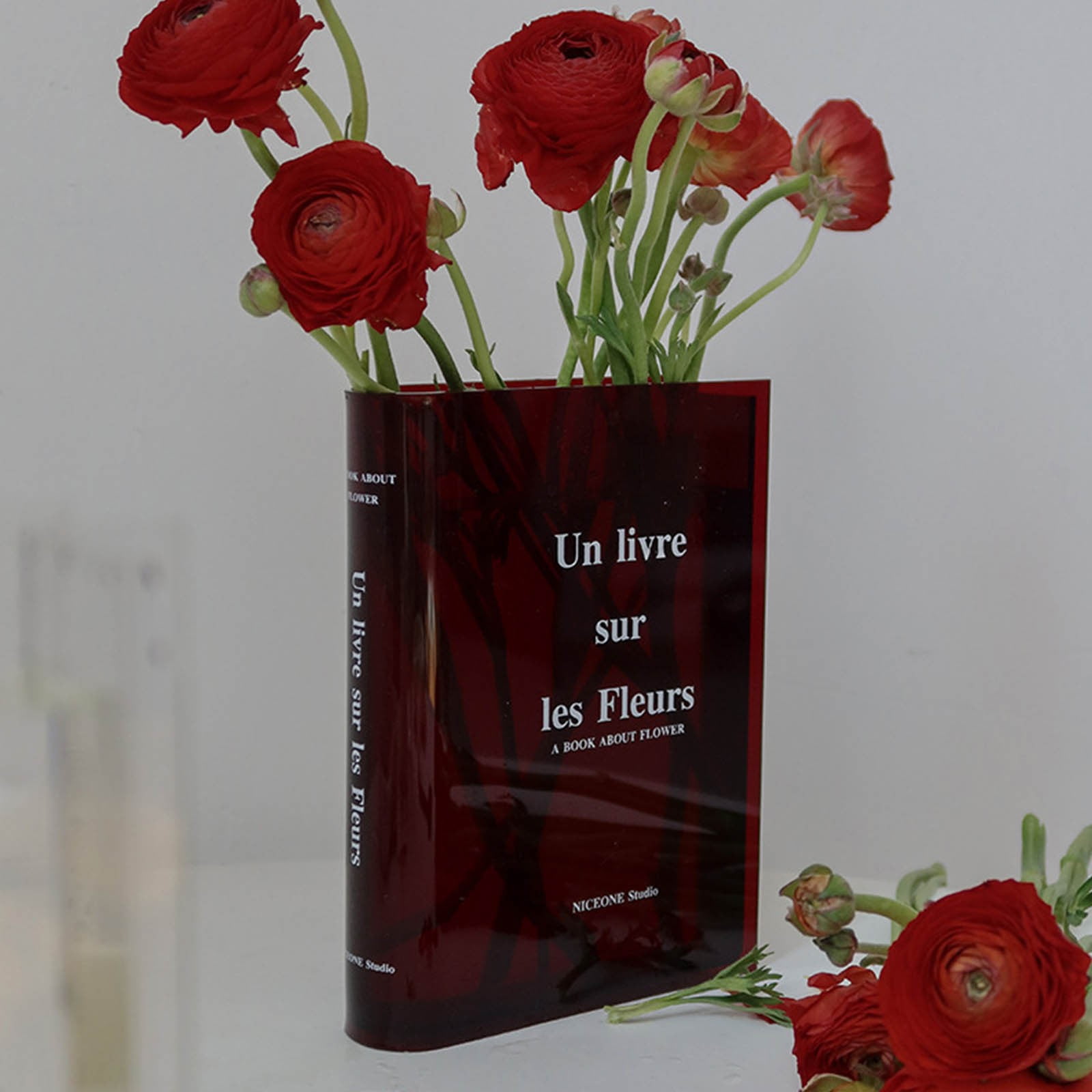 Clear Book Vase for Flowers,Book Vase for Flowers Aesthetic Room