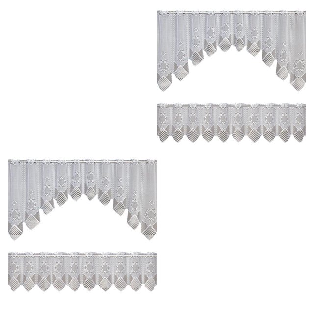 Bearachild 2X cortina de ventana de encaje de fibra, cortinas extraíbles portátiles lavables para interior, dormitorio, cocina, cafetería, decoración Blanco 160x60cm +160x30cm 2piezas Bearachild CBP096759