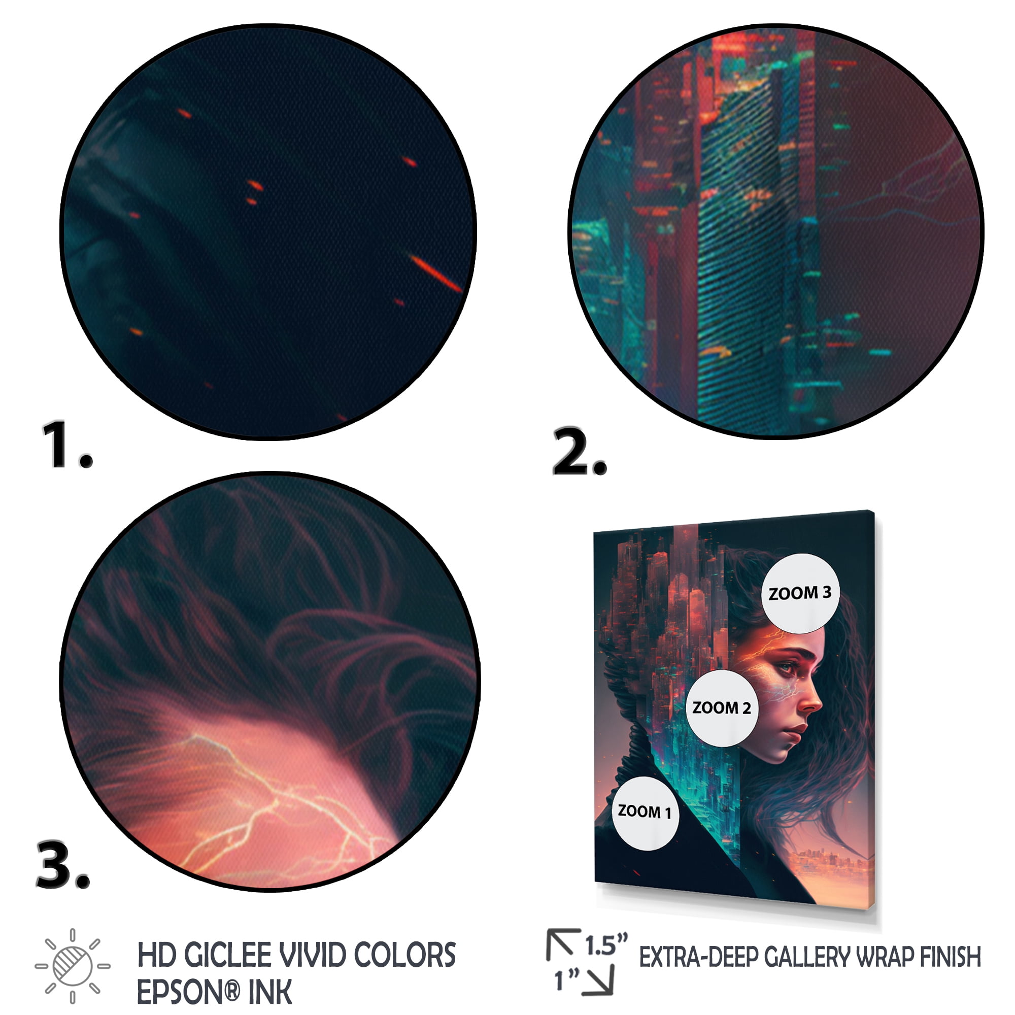 Designart Double Exposure Woman Future City II Canvas Wall Art