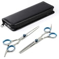 thumbnail image 4 of Juego de tijeras de peluquería con tijeras de entresacar, kit de tijeras profesionales de 15 cm para salón y uso doméstico., 4 of 5