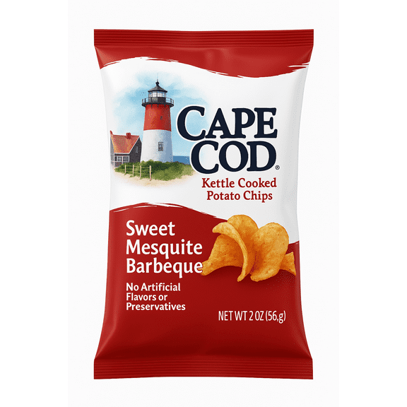 CAPE COD KETTLE COOKED POTATO CHIPS – SWEET MESQUITE BARBEQUE – 6CT × 2OZ BAGS MULTIPACK