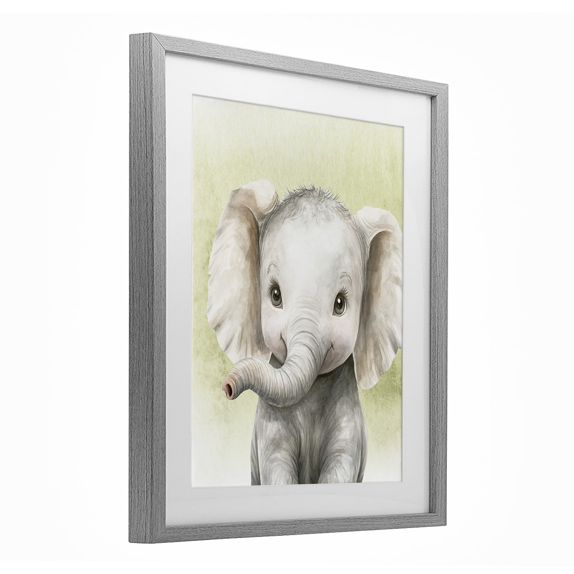 Stupell Industries Jungle Friends Baby Elephant Gray Framed Print Under Glass, design by Christine Simpson Art