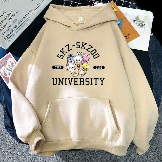 Chandail à Capuchon Kpop Stray Children pour Femmes Kawaii Grande Taille Vêtements de Rue Harajuku