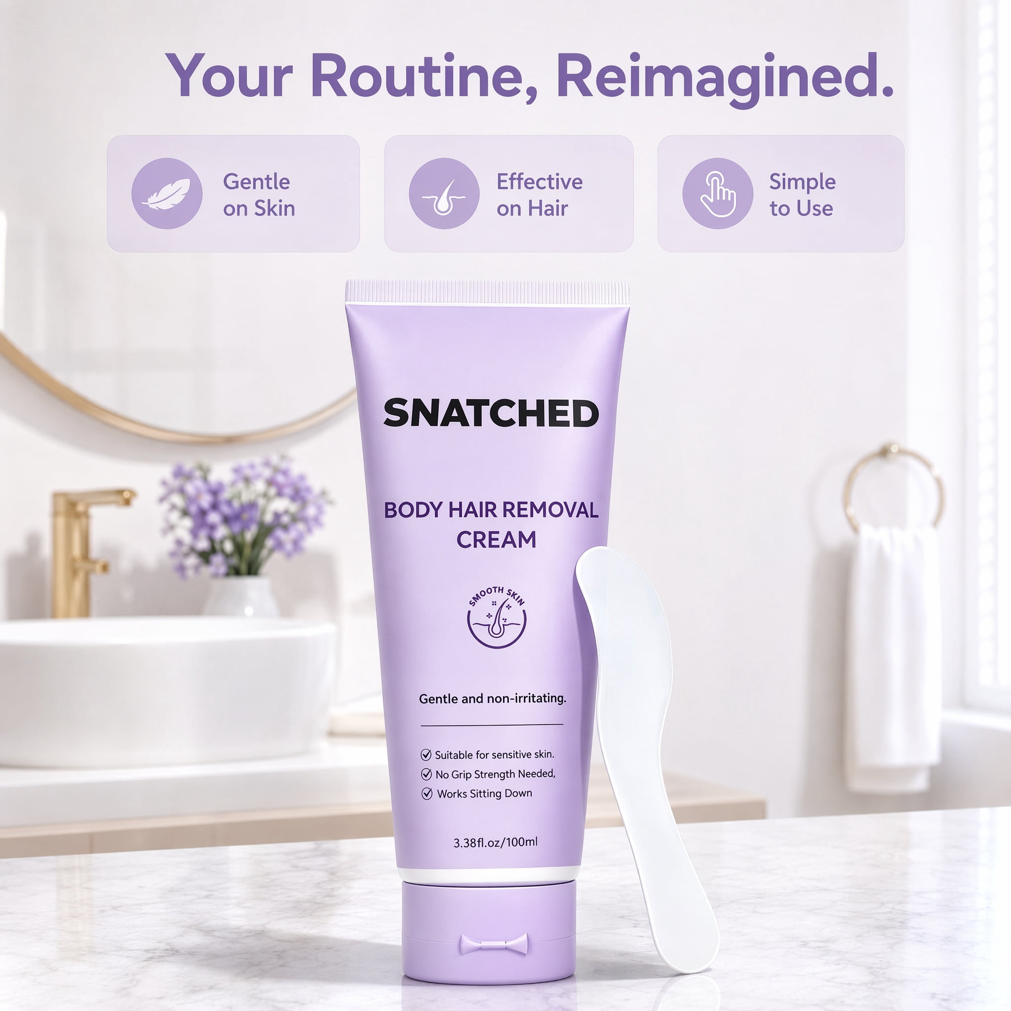 Snatched Hair Removal Cream, Body and Facial Hair Removal Cream for Women & Men, Gentle Hair Remover for Legs, Arms, Bikini Line, Stomach, Underarms(1)