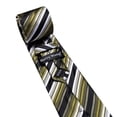 thumbnail image 4 of Barry.Wang Olive Green Silk Ties for Men Sets Woven Black Striped Formal Necktie Pocket Square Cufflinks Wedding Party 4PCS White, 4 of 6