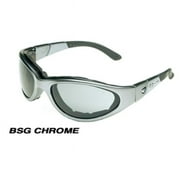 BSG-SILVER CHROME.13 Silver Chrome Frame Goggles-Sunglasses with Smoke Green Lens