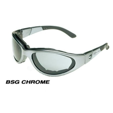 BSG-SILVER CHROME.13 Silver Chrome Frame Goggles-Sunglasses with Smoke Green Lens