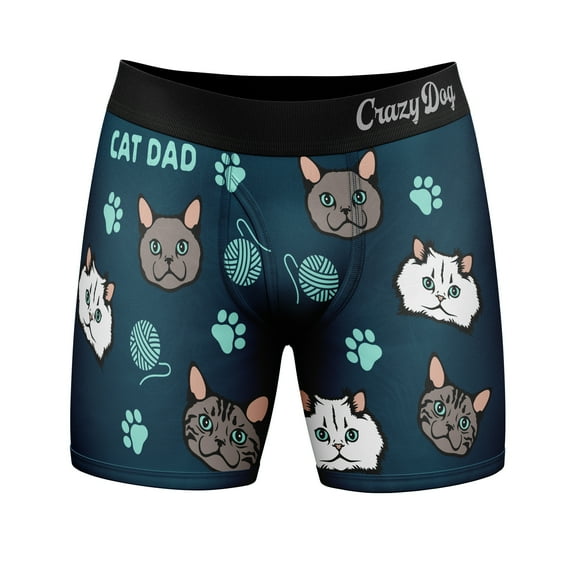 Mens Cat Dad Boxers Funny Cute Kitten Lovers Paw Graphic Novelty Underwear for Guys