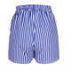 thumbnail image 3 of Pantalones Cortos Casuales de Verano para las Mujeres Cordón de Bolsillo a Rayas de Moda, Desgaste Callejero de Poliéster Aireado, 3 of 6