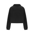 thumbnail image 4 of Polar Fleece Coat for Women Full-zip Up Cropped Jackets Sports Casual Drawstring Hem Loose Long Sleeve Outerwear (Large, Black), 4 of 5
