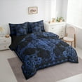 thumbnail image 3 of Manfei Baroque Floral 7 Pieces Bedding Comforter Set,Vintage Gothic Theme Full Bedding Set,Blue Black Fitted Sheet Flat Sheet For Boys Kids,Super Cozy Room Decor Reversible, 3 of 8