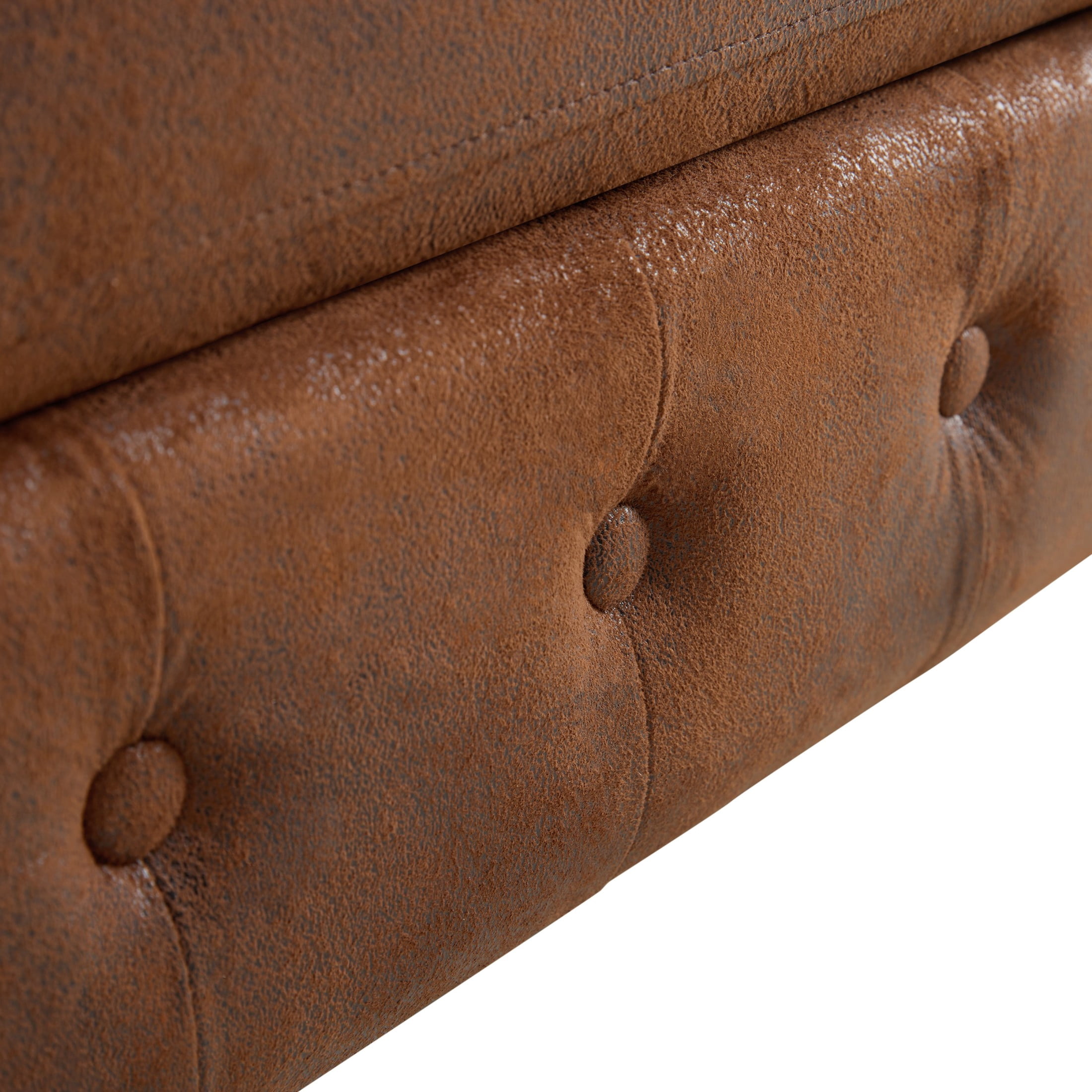 Christopher Knight Home Modern Rectangle Storage Ottoman, Tufted Faux Suede Footrest, Wood Legs, Brown