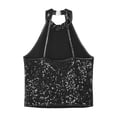 thumbnail image 6 of Hansber Girls Sparkling Halter Neck Jazz Dance Ballet Crop Top Sleeveless Tees for Cheerleading Black 14, 6 of 7