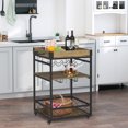 thumbnail image 2 of HOMCOM Bar Cart, Industrial Kitchen island Cart with 5-bottle Wine Rack & Stemware Holder and Removable Serving Tray, Rustic Brown, 2 of 10