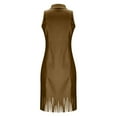 thumbnail image 5 of Gamivast Western Dress for Women Sleeveless Lapel Collar Zip Up Fringe Mini Dress Tassel Hem Bodycon Dress Slim Fit Cowgirl Country Concert Party, 5 of 7