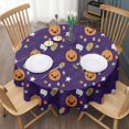 thumbnail image 3 of Cute Halloween Icons Pattern Round Tablecloth 60"x60",Wrinkle Wipeable Table Cloth for Kitchen Dining Room Picnic Patio Party, 3 of 6