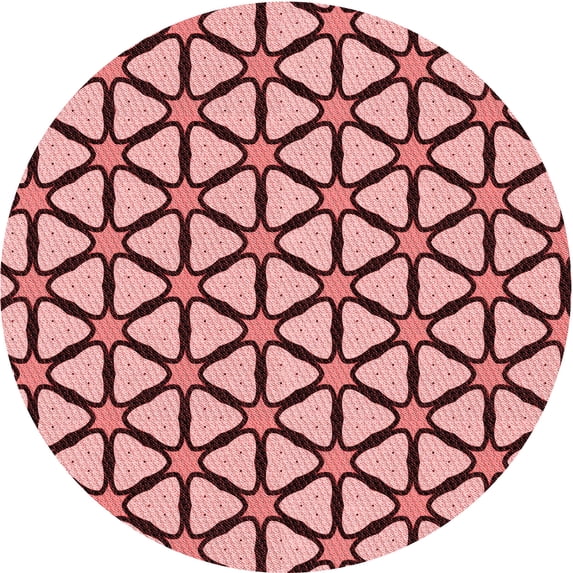 Ahgly Company Machine Washable Indoor Round Transitional Pastel Pink Area Rugs, 8' Round