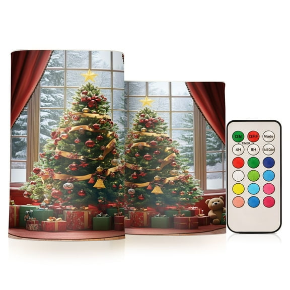 BZSMCE Flameless Candles LED Lights Christmas Tree with Gifts Creativity Battery Candles