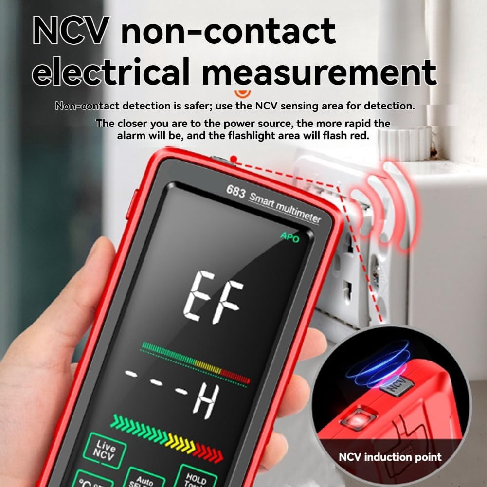 True RMS 6000-Count Digital Voltmeter, Fully Automatic True rms TRMS 6000 Count Digital Voltmeter Auto-Range, NCV Detection, Capacitance & Temperature for Home Automotive Electrical Repairs (RED)