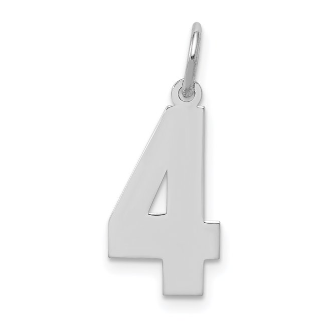 925 Sterling Silver Rhodié Nombre 4 Pendentif Pendentif Breloques