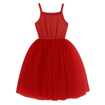 

BTGIXSF Baby Girls Tutu Dress Toddler Long Sleeve/Sleeveless Dresses Infant Tulle Sundress 580-Red 5T