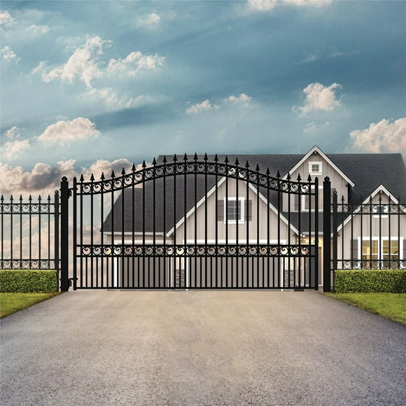 ALEKO DG12LONSSW London Style Wrought Iron Single Swing Gate 12 ft
