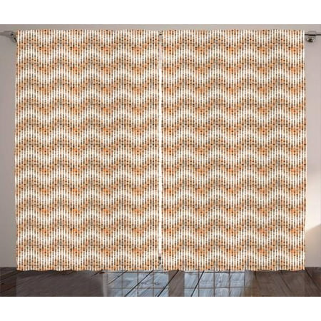 Waves Outdoor Mosaic Top (Earth Tones Curtains 2 Panels Set, Digital Mosaic Fractal Trippy Little Squares Forming Waves Abstract Graphic, Window Drapes for Living Room Bedroom, 108W X 108L Inches, Multicolor, by)