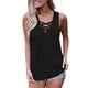 thumbnail image 3 of Camiseta sin mangas Chaleco con cordones con cuello en V Camiseta sin mangas de color sólido para mujer, Negro, S Yuarrent AP001796-01, 3 of 6